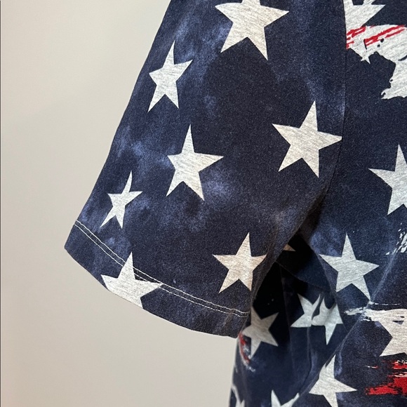 American Flag Women's Short Sleeve Tee V-Neck Cotton Spandex Vintage Distressed - Picture 5 of 9